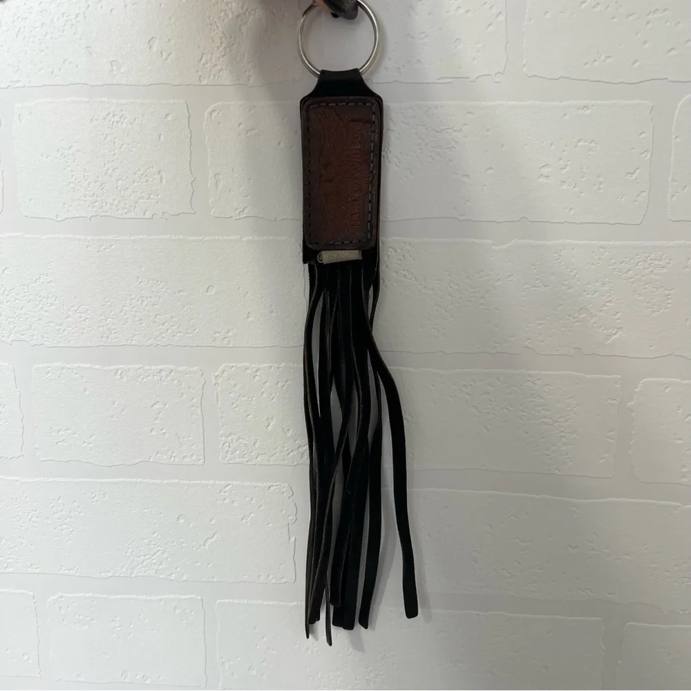 Harley-Davidson Vintage Leather Fringe Leather Tassel Keychain Bikercore Moto